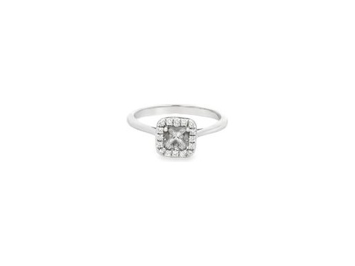 18K White Gold Halo Ring Setting with Natural Round Diamonds – Center Stone Customizable